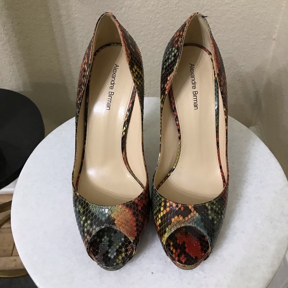 Alexandre Birman Python Peep Toe Heels - Picture 3 of 13
